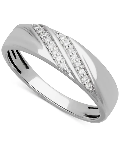 Men's Diamond Diagonal Two Row Wedding Band (1/10 ct. t.w.) 14k White Gold