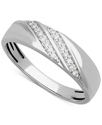 Men's Diamond Diagonal Two Row Wedding Band (1/10 ct. t.w.) 14k White Gold