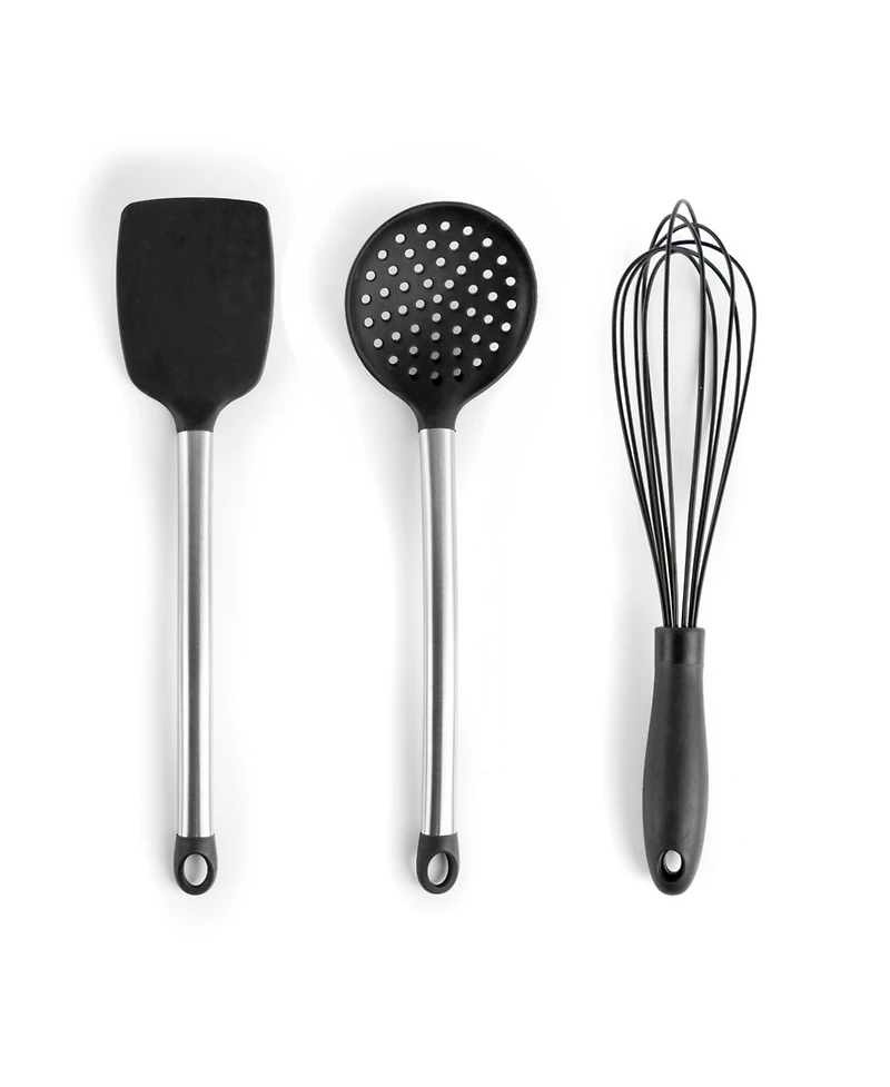 MegaChef Gray Silicone and Stainless Steel Cooking Utensils, Set of 14