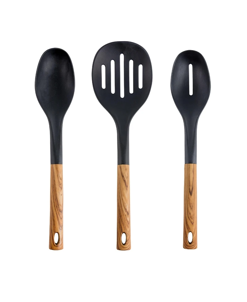 MegaChef Black Nylon Cooking Utensils with Wood Design, Set of 7