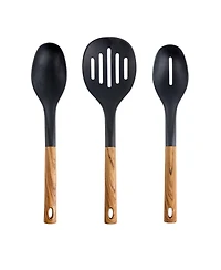 MegaChef Black Nylon Cooking Utensils with Wood Design, Set of 7