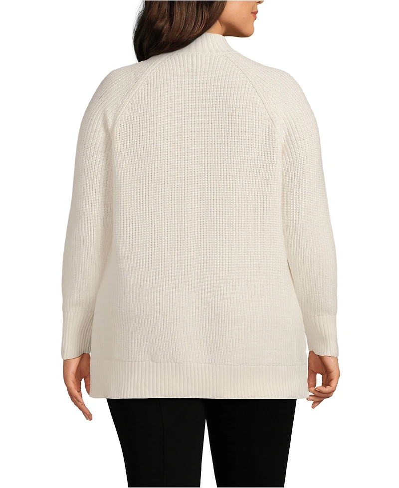 Lands' End Plus Drifter Shaker Easy Fit Mock Neck Tunic Sweater