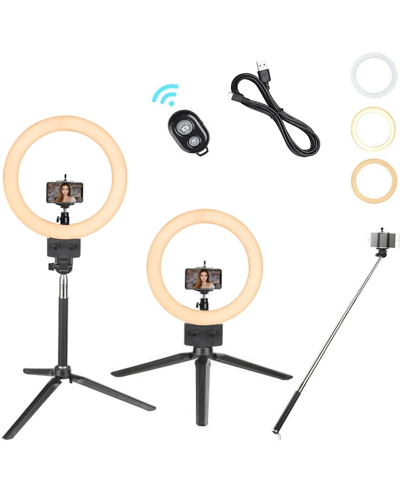 8" Dimmable Led Ring Light Floor Table Stand Usb with Phone Holder for Makeup Live Stream