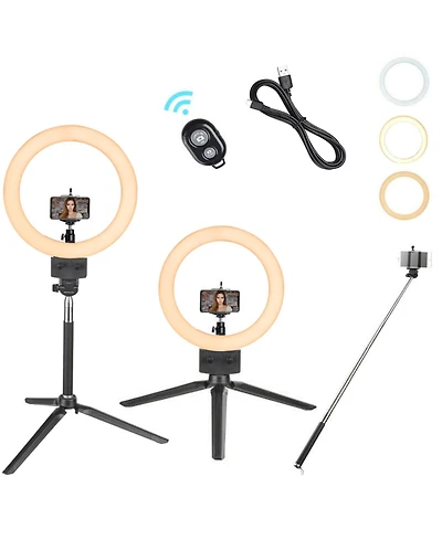 8" Dimmable Led Ring Light Floor Table Stand Usb with Phone Holder for Makeup Live Stream