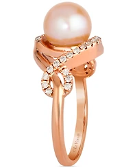 Le Vian Pink Freshwater Pearl (8mm) & Nude Diamond (1/4 ct. t.w.) Twist Ring in 14k Rose Gold