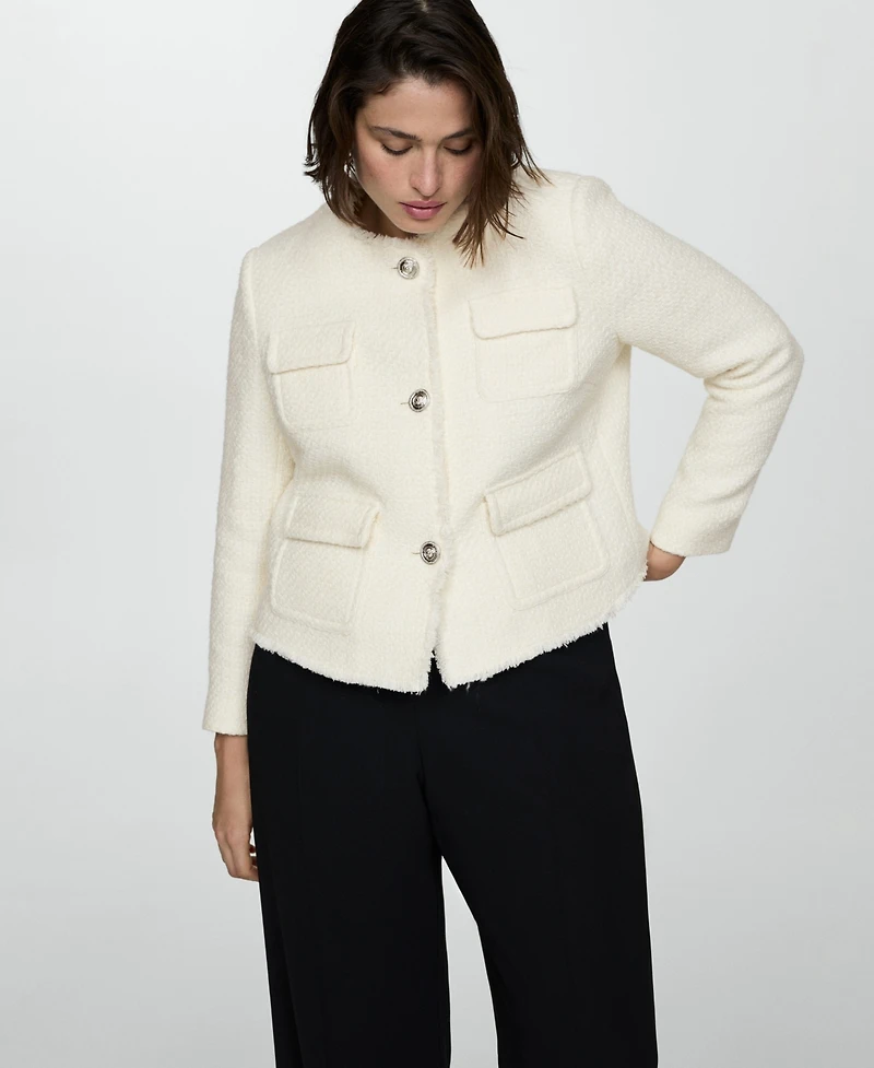 Mango Women's Pocket Tweed Jacket