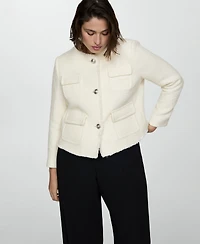 Mango Women's Pocket Tweed Jacket