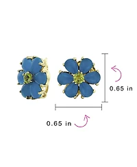Bling Jewelry Purple Quartz Garden Flower Cz Clip-On Earrings - Non-Pierced Ears 14K Gold-Plated Sterling Silver Clip Accented with Green Cz