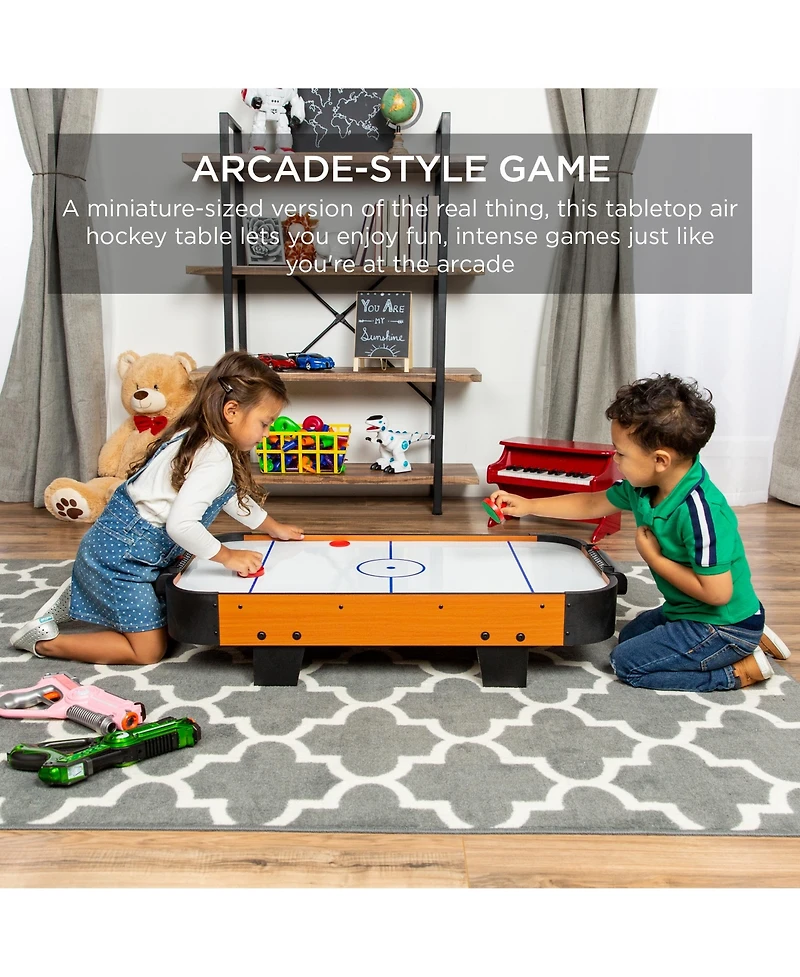 Best Choice Products 40in Air Hockey Arcade Table w/ 100V Motor, Electric Fan, 2 Strikers, Pucks