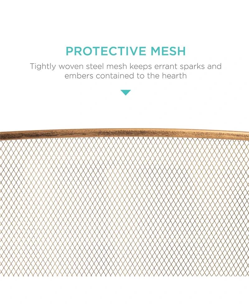 Best Choice Products 47.5x27.25in 3-Panel Steel Mesh Fireplace Screen, Spark Guard w/ Rustic Worn Finish