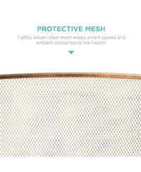 Best Choice Products 47.5x27.25in 3-Panel Steel Mesh Fireplace Screen, Spark Guard w/ Rustic Worn Finish