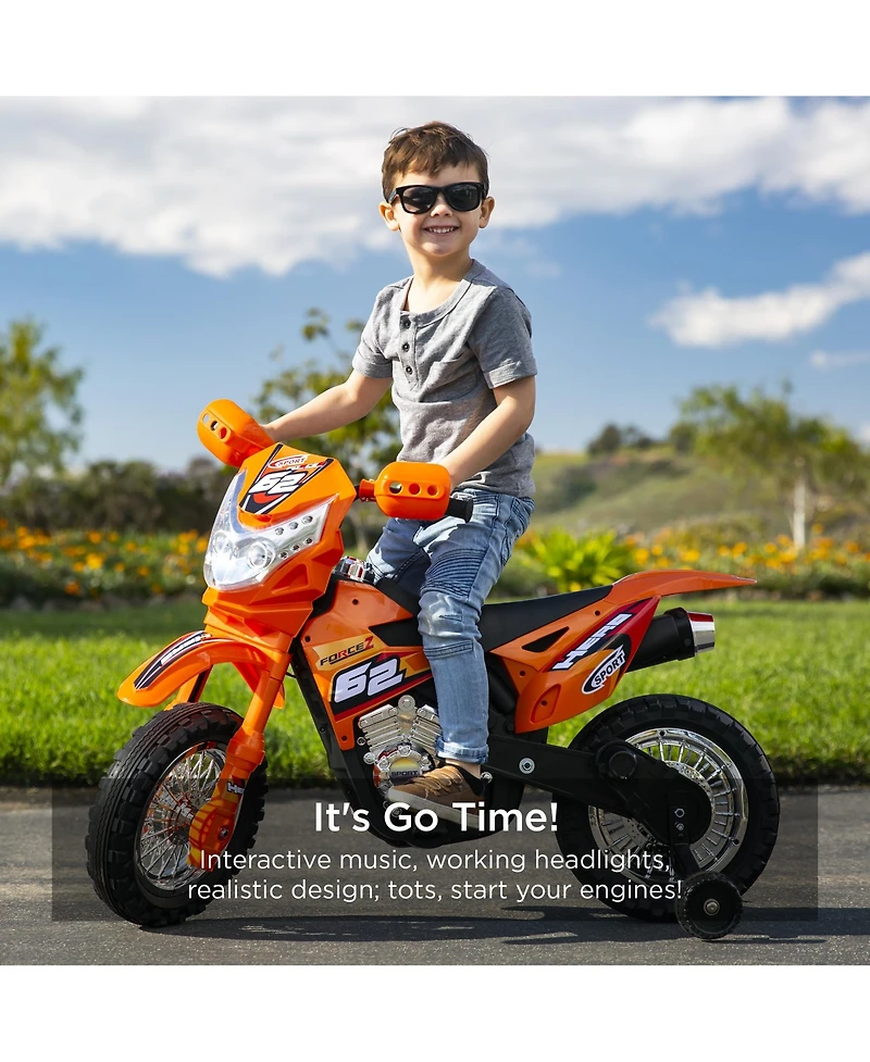 Best Choice Products 6V Kids Electric Battery Powered Ride On Motorcycle w/ Training Wheels, Lights, Music
