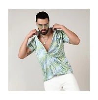 Men's Grass Green & Navy Blue Ripple Shirt