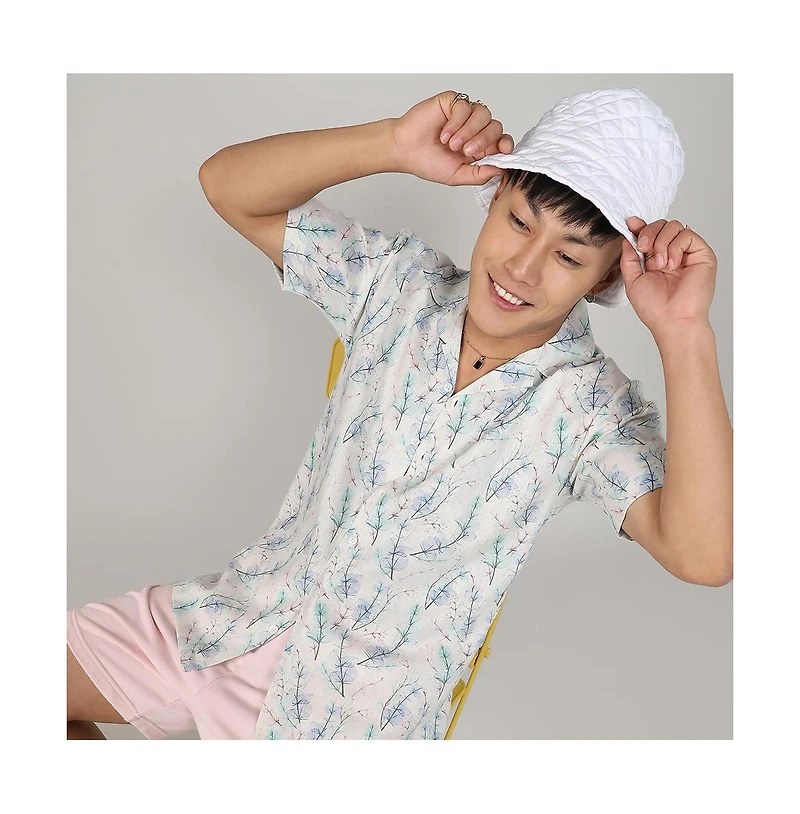 Men's Ivory White & Icy Blue Flora Tint Shirt