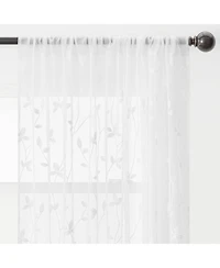 Chanasya Premium Embroidered Vine Curtains - Sheer for Living Room, Bedroom, Kitchen 52" x 108" White, 2 Panels