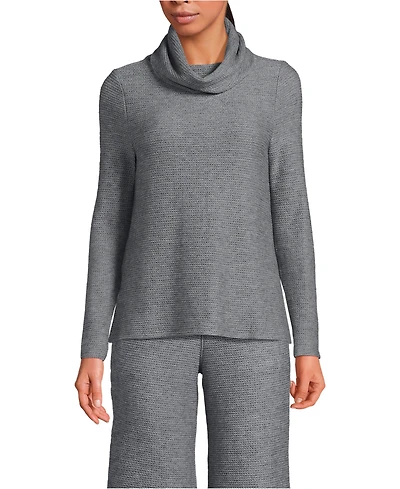 Lands' End Women's Cable Ottoman Relaxed Long Sleeve Cowl Neck Top