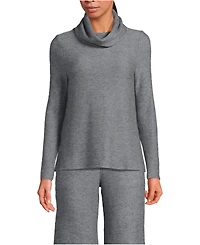 Lands' End Women's Cable Ottoman Relaxed Long Sleeve Cowl Neck Top