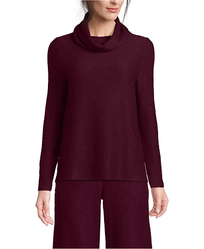Lands' End Women's Cable Ottoman Relaxed Long Sleeve Cowl Neck Top