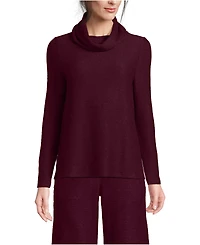 Lands' End Women's Cable Ottoman Relaxed Long Sleeve Cowl Neck Top