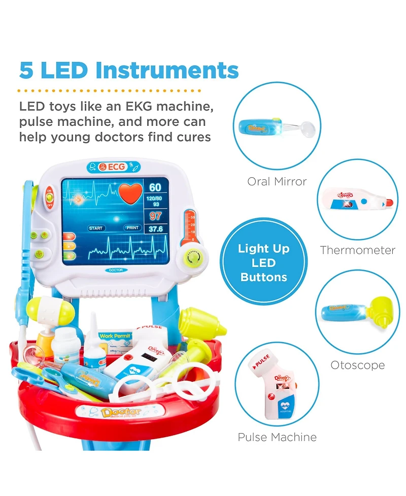 Best Choice Products Play Doctor Kit for Kids, Pretend Medical Station Set with Carrying Case, Mobile Cart
