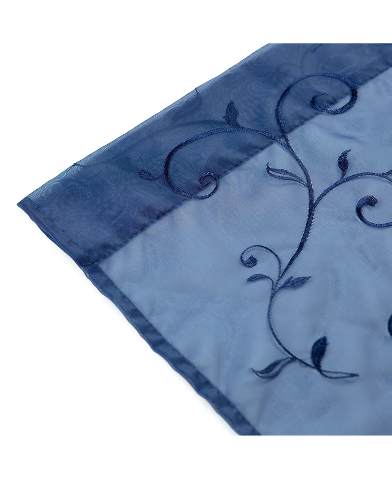 Chanasya Premium Embroidered Swirl Vine Curtains - Sheer for Living Room, Bedroom, Kitchen 52" x 63" Sage, 2 Panels