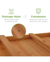 Best Choice Products Raised Garden Bed 48x23x32in Wood Mobile Elevated Planter w/ Wheel Locks, Shelf, Liner