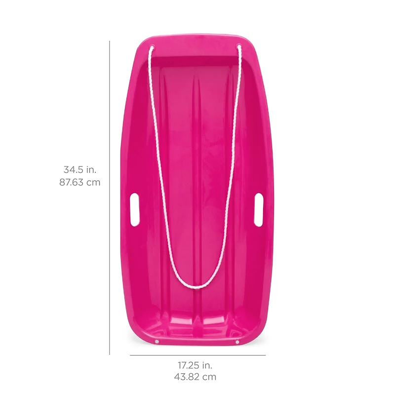 Best Choice Products 35in Kids Outdoor Plastic Sport Toboggan Winter Snow Sled Board w/ Pull Rope, 2 Handles