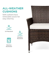 Best Choice Products 5-Piece Indoor Outdoor Wicker Patio Dining Table Furniture Set w/ Umbrella Cutout, 4 Chairs