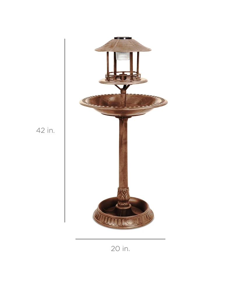 Best Choice Products Solar Outdoor Bird Bath Pedestal Fountain Garden Decoration w/ Fillable Planter Base