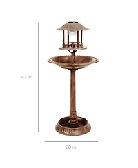 Best Choice Products Solar Outdoor Bird Bath Pedestal Fountain Garden Decoration w/ Fillable Planter Base