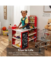 Best Choice Products Kids Pretend Play Grocery Store Wooden Supermarket Set w/ Chalkboard, Cash Register