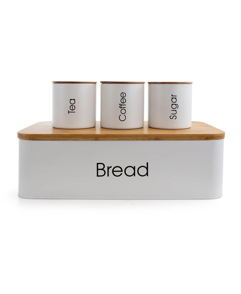 MegaChef Kitchen Food Storage and Organization 4 Piece Canister Set in White