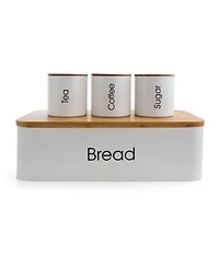 MegaChef Kitchen Food Storage and Organization 4 Piece Canister Set in White