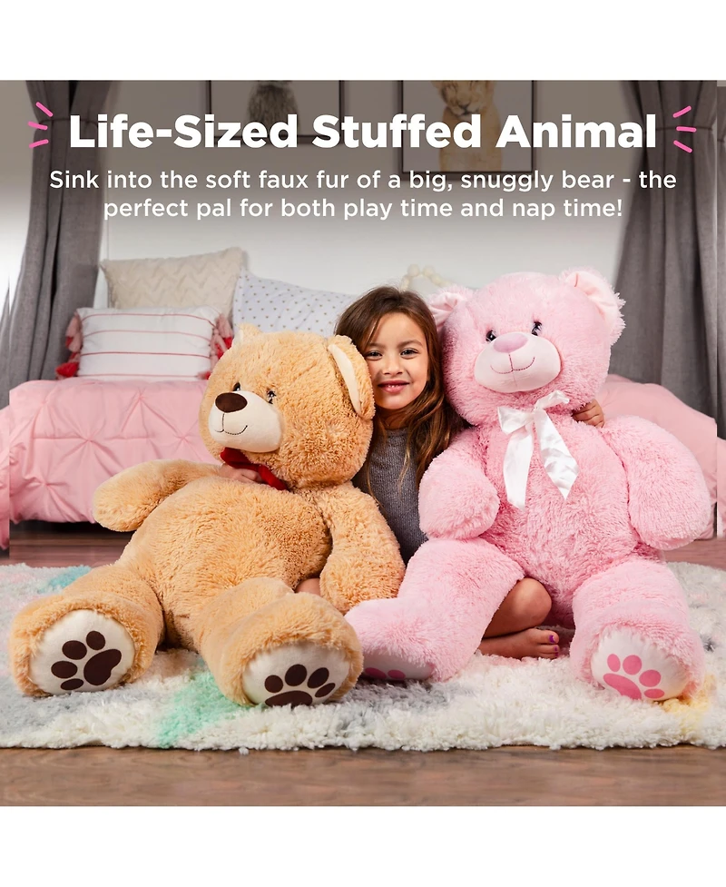 Best Choice Products 35in Giant Soft Plush Teddy Bear Stuffed Animal Toy w/ Bow Tie, Footprints