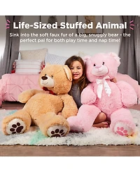 Best Choice Products 35in Giant Soft Plush Teddy Bear Stuffed Animal Toy w/ Bow Tie, Footprints