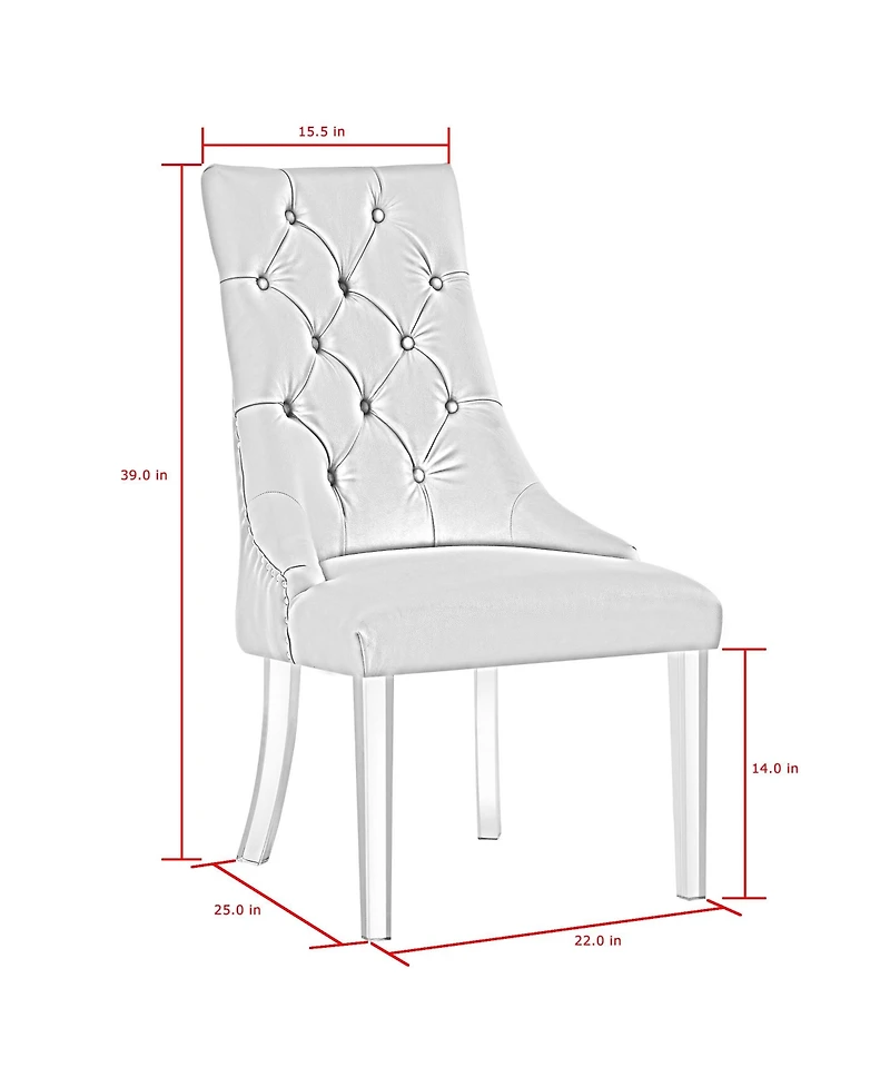 Inspired Home Winona Velvet Acrylic Leg Dining Chair Set of 2