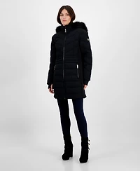 Michael Michael Kors Women's Faux-Fur-Trim Hooded Puffer Coat, Created for Macy's