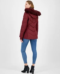 Michael Michael Kors Women's Faux-Fur-Trim Hooded Puffer Coat, Created for Macy's