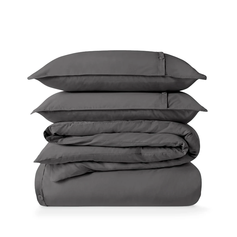 Bare Home Organic Cotton Percale Duvet Cover Set Full/Queen