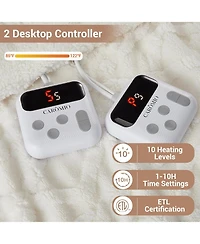 Caromio King Size Tufted Sherpa Electric Heated Blanket with Dual Control, 100" x 90"