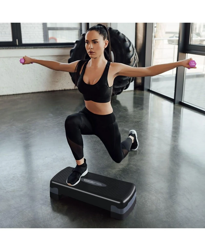 HolaHatha Aerobic Step Platform Exercise Fitness Equipment w/ Adjustable Height