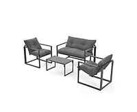 Pamapic 4-Piece Metal Outdoor Patio Conversation Set with Cushions