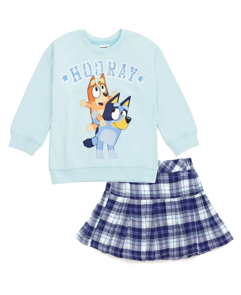 Bluey Girls Fleece Sweatshirt and Pleated Skirt