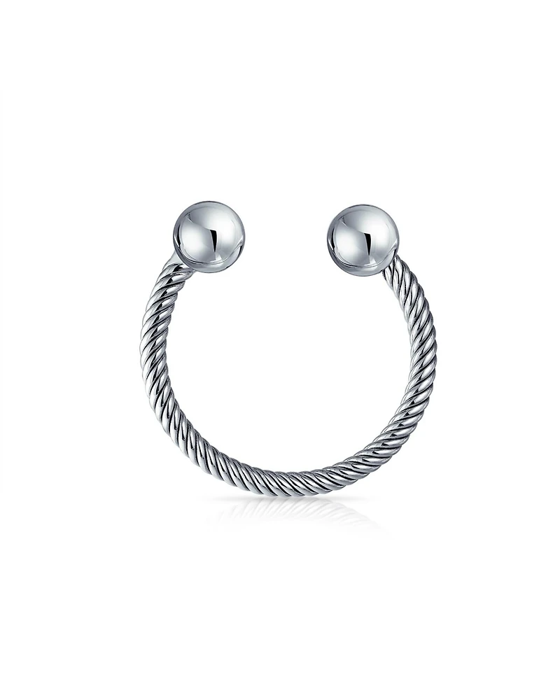 Bling Jewelry Classic Twisted Cable Keychain Ball Screw Tip Horseshoe Key Ring Graduation Shine Oxidized .925 Sterling Silver