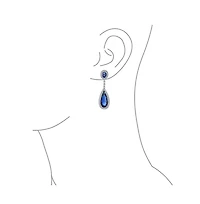 Bling Jewelry Classic Estate Art Deco Style Halo Linear Long Cz Statement Dangle Teardrop Chandelier Earrings Prom Party Jewel Colors Silver P