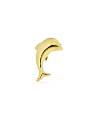 Bling Jewelry Tiny Mini Minimalist Nautical Tropical Ocean Marine Life 14K Yellow Gold Dolphins Cartilage Ear Lobe Piercing 1 Piece Stud Earring Safet