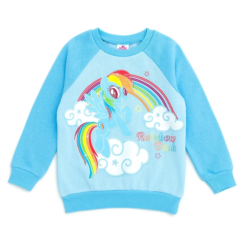 My Little Pony Girls Rainbow Dash Pullover Fleece Sweatshirt and Cosplay Hat