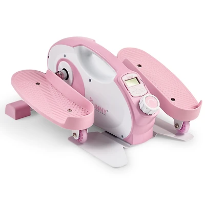 Sunny Health & Fitness Smart Pink Under-Desk Elliptical Trainer, Mini Pedal Exerciser with Bluetooth Link to Free SunnyFit App