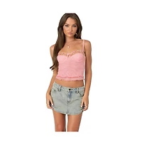 Edikted Womens Embroidered Mesh Bra Top