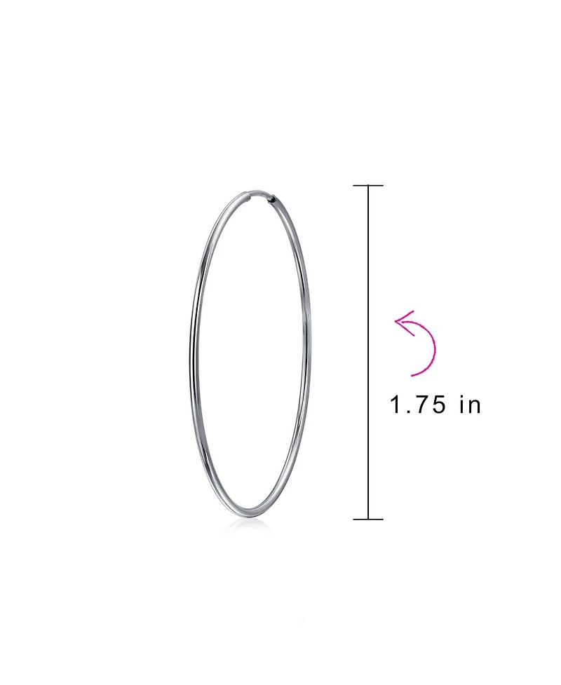 Bling Jewelry Thin Minimalist Hoop Huggie Earrings Sterling Silver Various Sizes